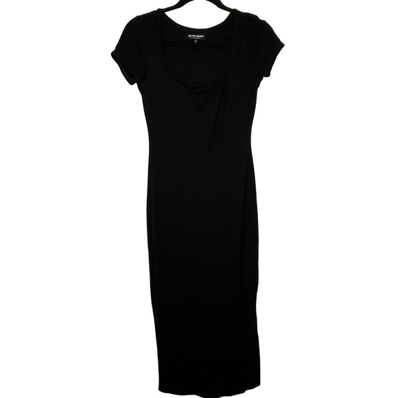 Anthropologie Dresses & Skirts - See You Monday Anthro Black Maxi Dress Large Bodycon Minimalist Stretch Neutral